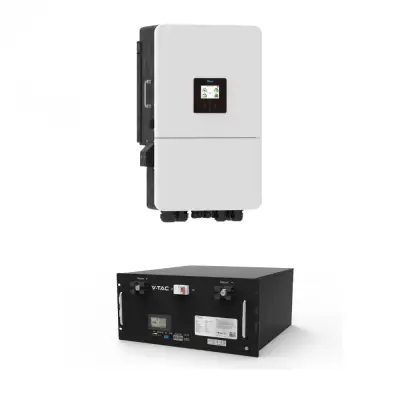 Kit Invertor Deye 6kW Trifazat SUN-6K-SG05LP3-EU-SM2 + Acumulator V-TAC 9.6kWh