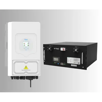 Kit Invertor Deye 6kW Monofazat SUN-6K-SG05LP1-EU-AM2-P + Acumulator V-TAC 9.6kWh 48V IP20